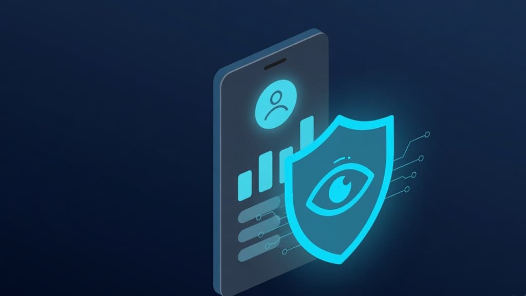 Android phone with monitoring shield illustration